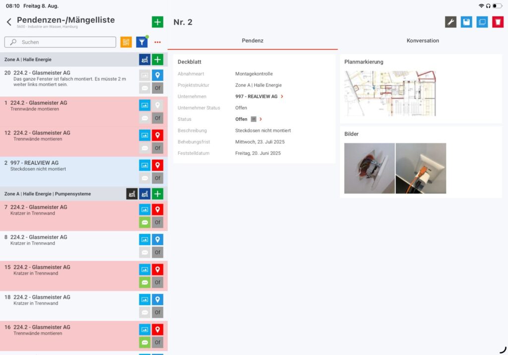 REALVIEW Maengelmanagement Pendenzen
