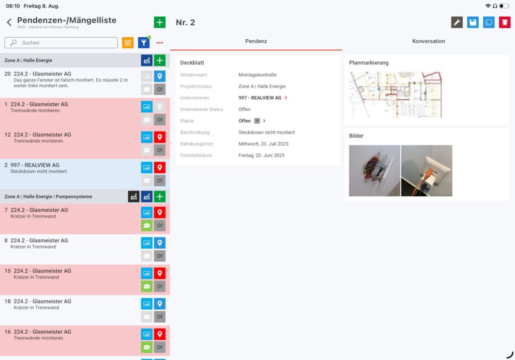 Realview Maengelmanagement Pendenzen