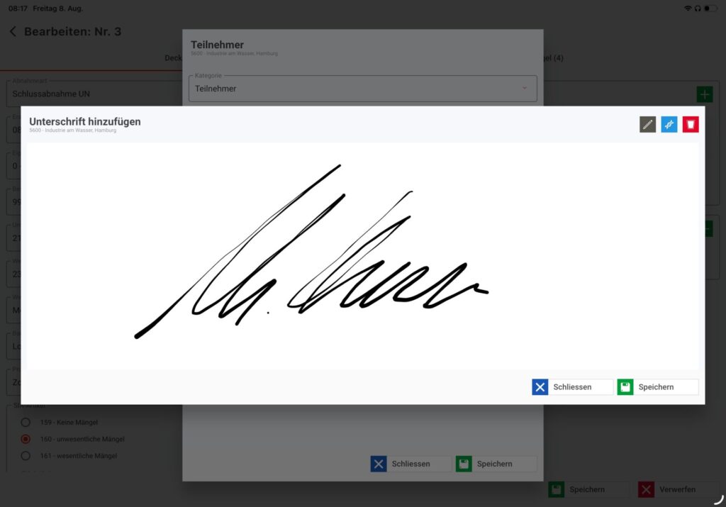 Realview Maengelmanagement Unterschrift